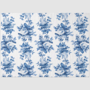 Papier Mousseline Elegant Vintage China Blue Roses