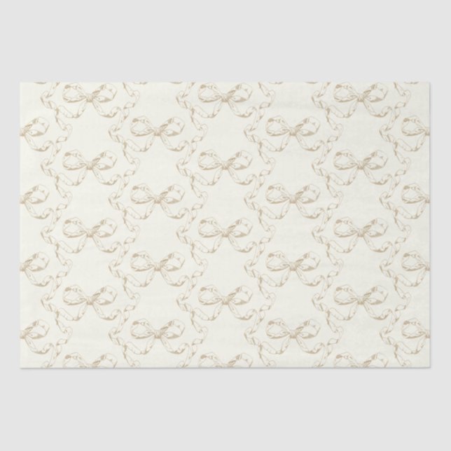 Papier Mousseline Élégant Vintage Fille Rubans Toile Beige (Recto)