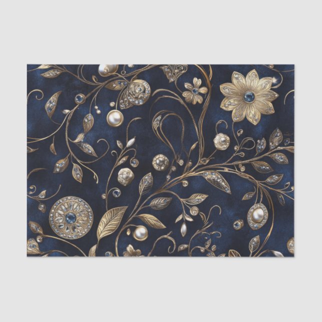 Papier Mousseline Elegant Vintage Floral Tissue Paper (Recto)