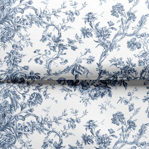 Papier Mousseline Élégant Vintage Français gravé Floral Toile-Blue