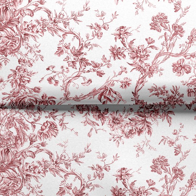 Papier Mousseline Élégant Vintage Français gravé Floral Toile-rose (Créateur téléchargé)