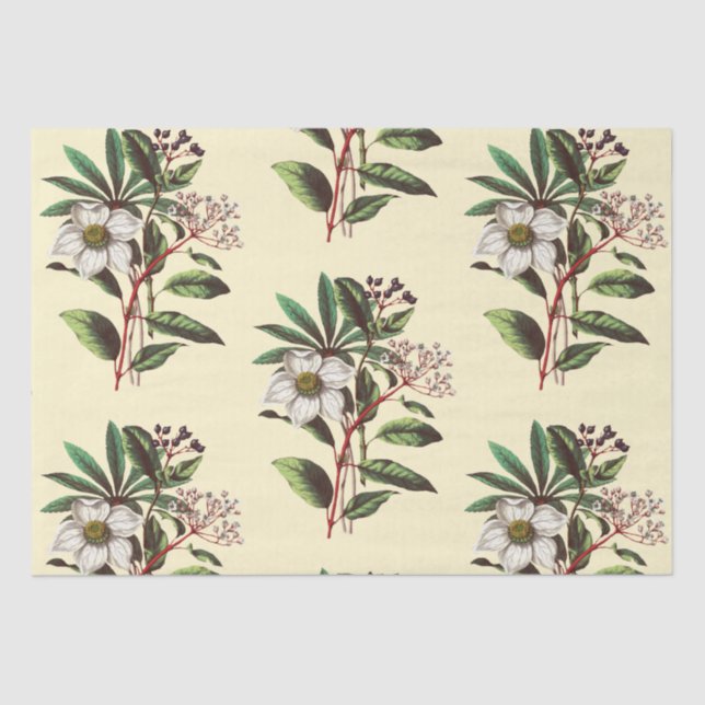 Papier Mousseline Elégant Vintage Noël Rose Beige (Recto)