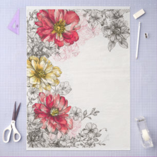 Papier Mousseline Élégant Vintage Pastel Cottage Core Floral