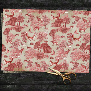 Papier Mousseline Elégant Vintage Red Fox lièvre en bois Toile Kraft