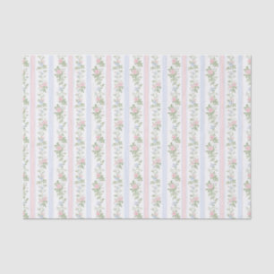 Papier Mousseline Élégant Vintage rose et bleu floral