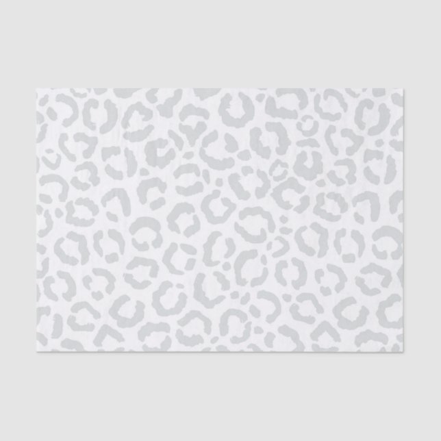 Papier Mousseline Elegant White Gray Leopard Cheetah Animal Print (Recto)