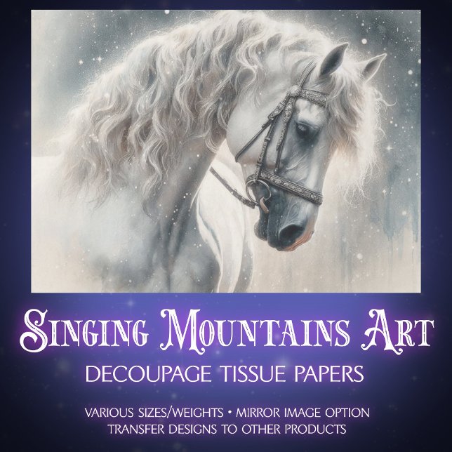 Papier Mousseline Elegant White Mystical Fairytale Horse Decoupage (Créateur téléchargé)