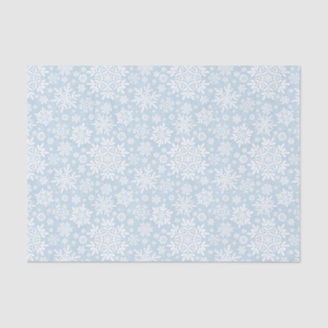 Papier Mousseline Elegant White Snowflake (Frost Blue) (Recto)