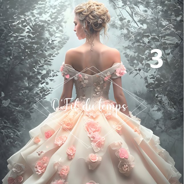 Papier Mousseline Elegant Woman in Opulent Ball Gown  (Créateur téléchargé)