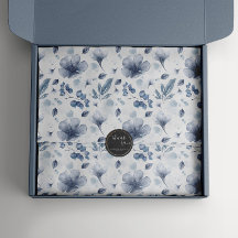 Elégante aquarelle bleu foncé motif floral