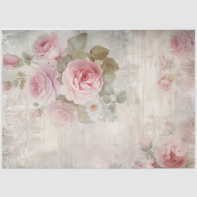 Papier Mousseline Elégante aquarelle boho rose rousse roses chic (Recto)