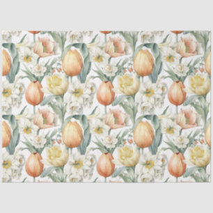 Papier Mousseline Elégante aquarelle Fleurs de printemps Tulipes Daf