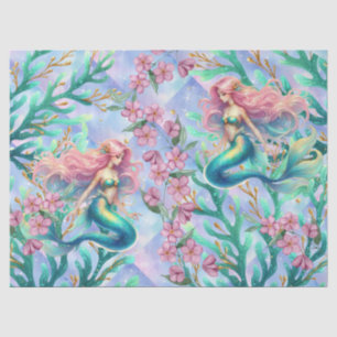 Papier Mousseline Elégante aquarelle Pastel Mermaids Découpage