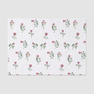 Papier Mousseline Elégante aquarelle Roses roses roses avec tiges et