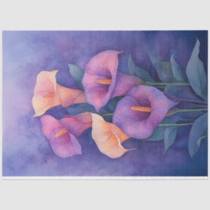 Papier Mousseline Élégante Calla Lilies Violet Découpage