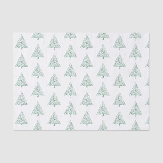 Papier Mousseline Élégante calligraphie rouge et verte Arbre de Noël (Recto)