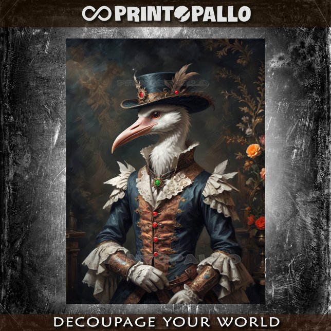 Papier Mousseline Elégante cigogne de bonbon avec chapeau de fleur e (Créateur téléchargé)