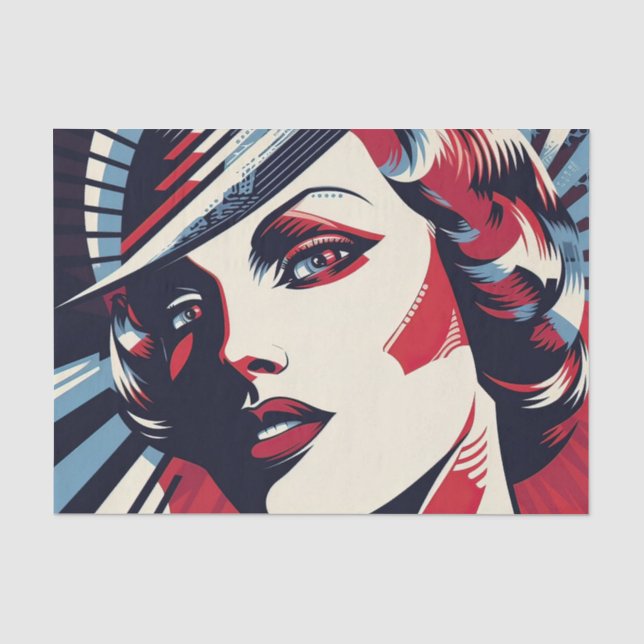 Papier Mousseline Élégante dame art déco (Recto)