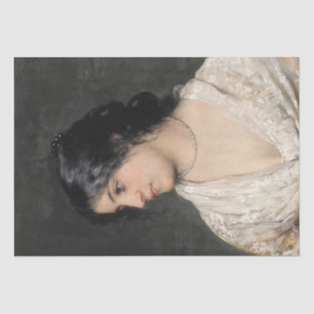 Papier Mousseline Élégante dame avec collier de perle (Recto)