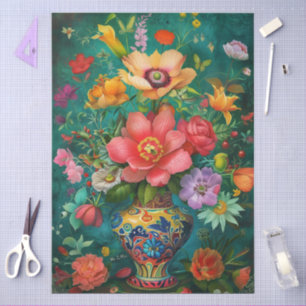 Papier Mousseline Élégante Découpage florale colorée