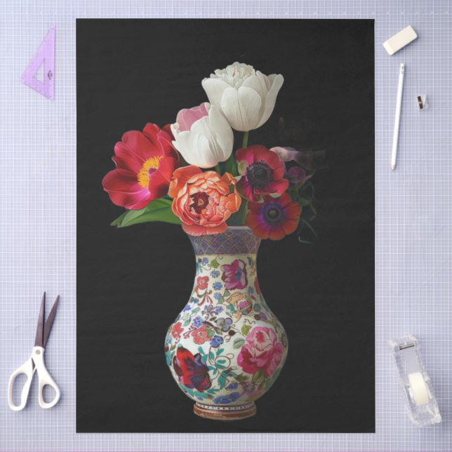 Papier Mousseline Élégante Découpage florale colorée (Artisanat)