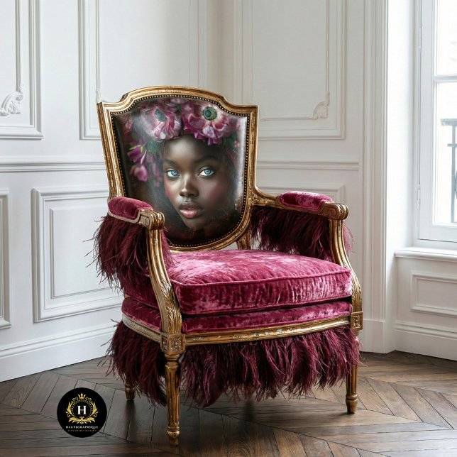 Papier Mousseline Élégante femme africaine Bourgogne Floral Decoupag (Créateur téléchargé)