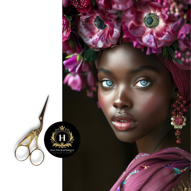 Papier Mousseline Élégante femme africaine Bourgogne Floral Decoupag (Créateur téléchargé)