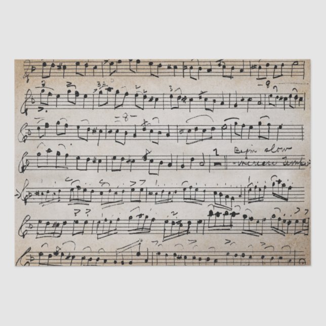 Papier Mousseline Élégante feuille d'écriture manuscrite Vintage Not (Recto)