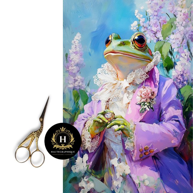 Papier Mousseline Elégante grenouille en Lavender Floral Spring Deco (Créateur téléchargé)