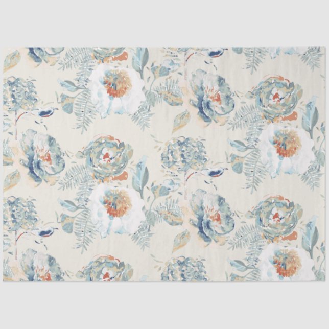 Papier Mousseline Elégante Hydrangée fleurit Aquarelle Florale (Recto)