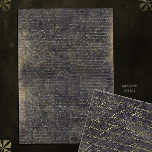 Papier Mousseline Élégante lettre Vintage d'or noir manuscrit