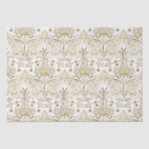 Papier Mousseline Elégante Motif de Fleur Beige Victorienne Vintage