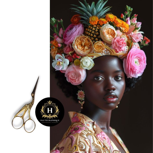 Papier Mousseline Élégante page de découpage florale d'une femme afr (Créateur téléchargé)