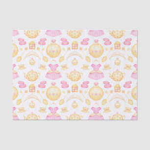 Papier Mousseline Elégante Pink & Gold Watercolor Princess Tea Party