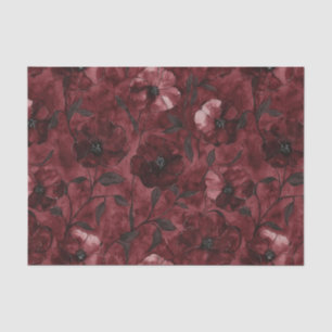 Papier Mousseline Élégante Robe de Soirée de Mariage Florale Rouge B