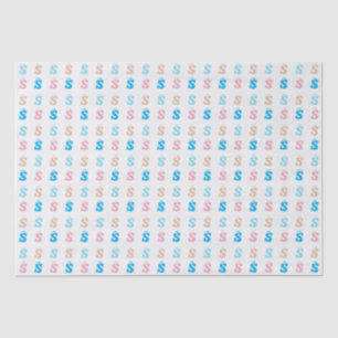 Papier Mousseline Élégante rose bleu monogramme Lettre amusante Moti