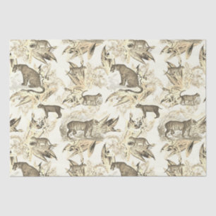 Papier Mousseline Elégante Toile Beige Vintage Wild Cats Jungle