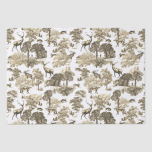 Papier Mousseline Elégante Toile de campagne Beige Cerf Vintage