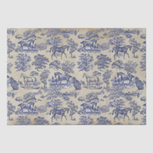 Papier Mousseline Elégante Toile de Cheval Bleu Vintage Kraft