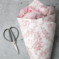 Élégante toile florale blanche et rose gravée