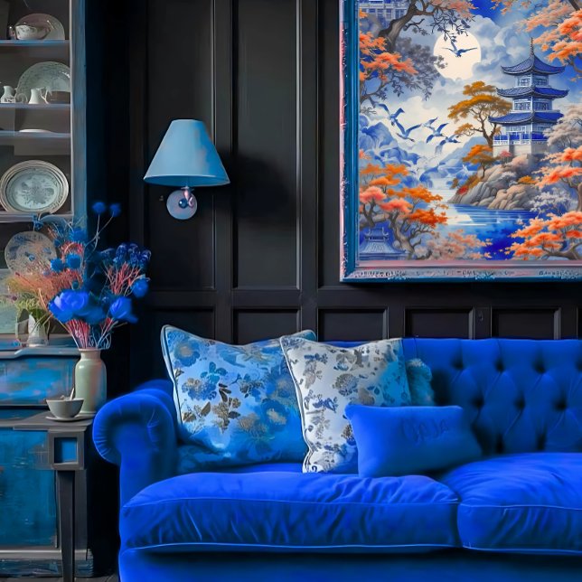 Papier Mousseline Elégants Whispers de Cobalt Blue Oriental Decoupag (Créateur téléchargé)