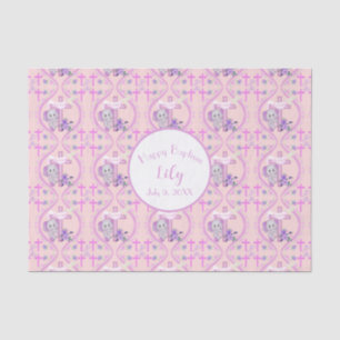 Papier Mousseline Élément de bébé rose éléphant avec colombe et bapt