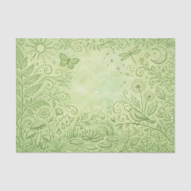 Papier Mousseline Éléments de la nature, des plantes et de la faune  (Recto)
