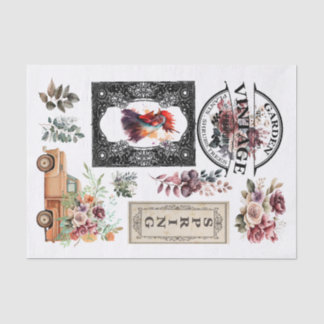 Papier Mousseline Éléments papier de découpage de ressort vintage