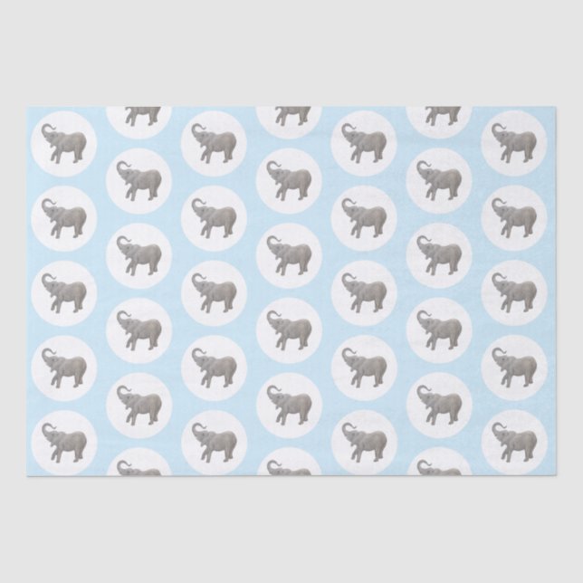 Papier Mousseline Éléphant Bébé Bleu (Recto)