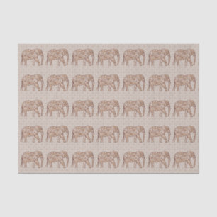 Papier Mousseline Éléphant de remous de fractale - brun et taupe