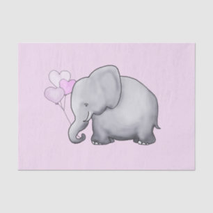 Papier Mousseline Eléphant mignon aux ballons de coeur Baby shower r