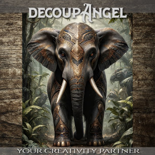 Papier Mousseline Eléphant tribal - Découpage -