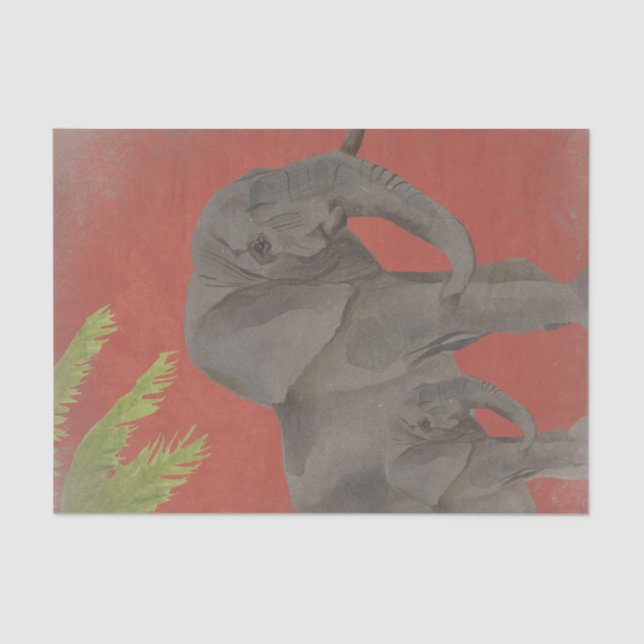 Papier Mousseline Eléphant vintage (Recto)