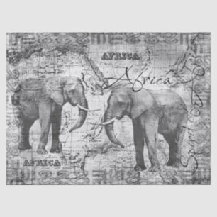 Papier Mousseline Éléphants africains